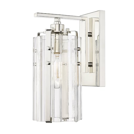 Z-Lite Alverton 1 Light Wall Sconce, Polished Nickel & Clear 3036-1S-PN